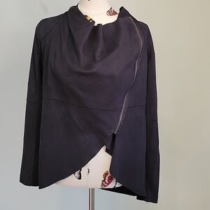 Oliver by Esco Anthropology black asymetrical drape top shirt.  Size Large.